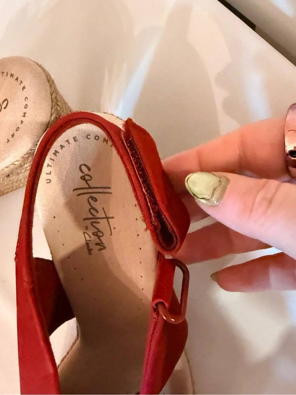 Clarks Lafley Alaine Red Espadrille Wedge Heels, size 7 NWT